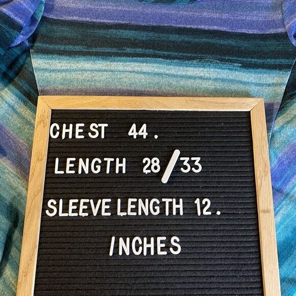 Christopher & Banks Women's Sz L Greens Blues Stripe Hi Lo Hem Long Sleeve Top - Picture 11 of 11